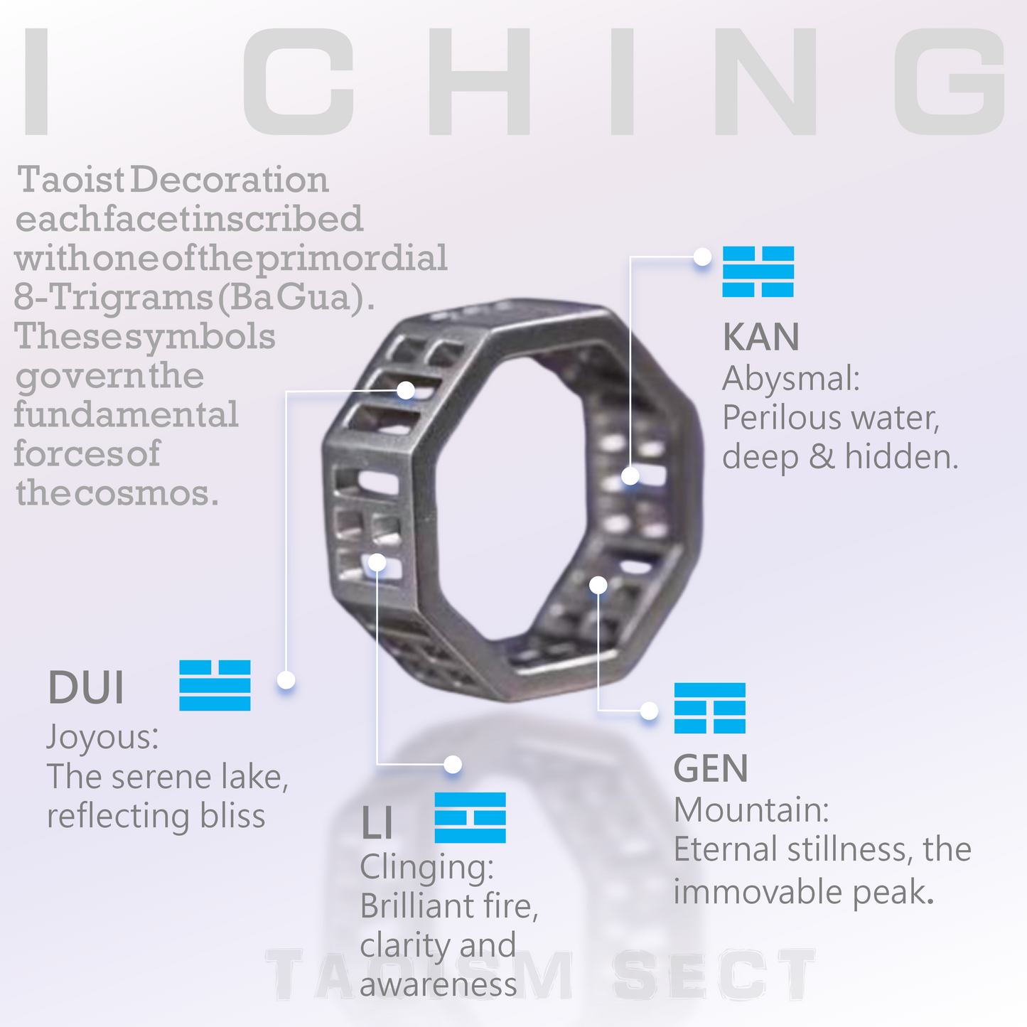 【8-Trigram Ring】Stainless steel decoration; BaGua Cultivation ring; gift for fellow taoist girl