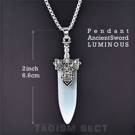 [Sword Pendant]Replica of Green Jade mythical creatures Pattern Necklace; Ancient Sword man Pendant with Beast Face Design