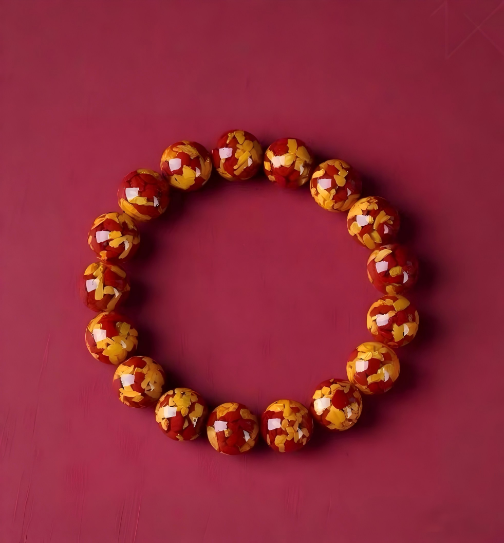The Alchemist's Dual-Flame Amulet: Cinnabar &amp; Realgar Wrist Beads