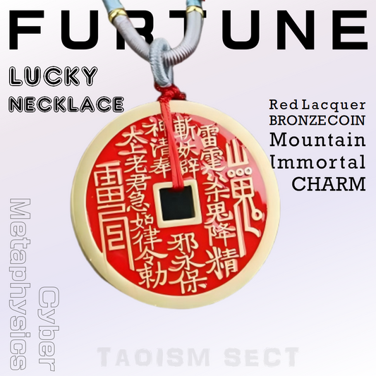 [Mountain Immortal Coin] enamel-colored lucky pendant; Copper coin necklace；I Ching charm and attracting wealth as a birthday gift