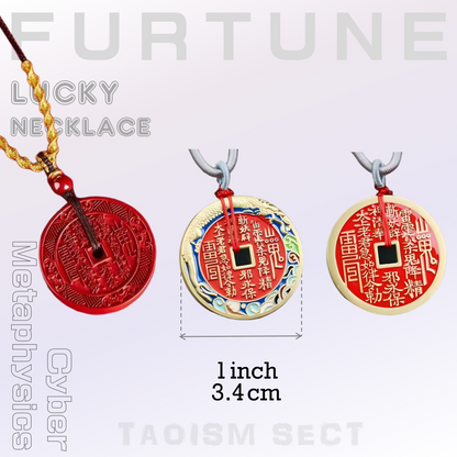 [Mountain Immortal Coin] enamel-colored lucky pendant; Copper coin necklace；I Ching charm and attracting wealth as a birthday gift