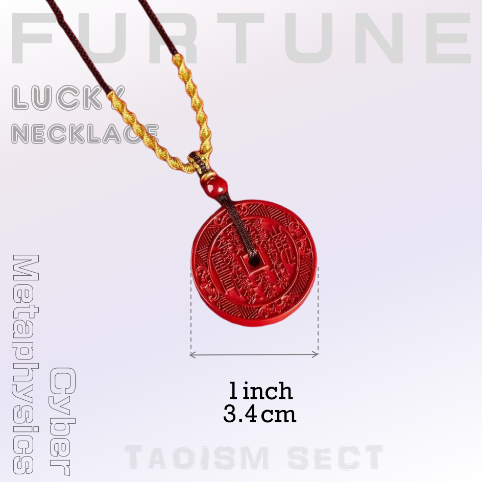 [Cinnabar Coin Pendant] Mountain Immortal necklace; Bronze coin lucky pendant; I Ching 8 Diagrams Evil-Repelling and Prosperity-Attracting Birthday Gift