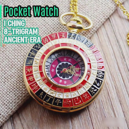 [Retro pocket watch] 8 Hexagram of the I Ching metaphysical pendant; Brass Heavenly Stems and Earthly Branches amulet necklace accessory