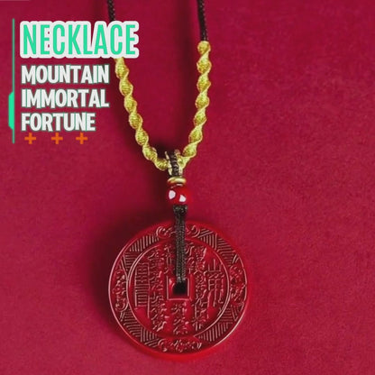 [Cinnabar Coin Pendant] Mountain Immortal necklace; Bronze coin lucky pendant; I Ching 8 Diagrams Evil-Repelling and Prosperity-Attracting Birthday Gift