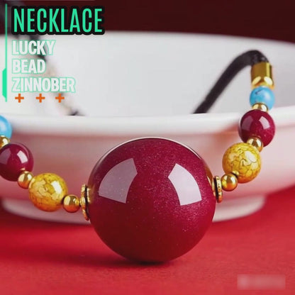 [Cinnabar Bead Necklace] charm pendant; girl's lucky gift; New red cinnabar pendant; Fashionable collarbone pendant for good luck